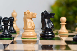 1972 Fischer-Spassky Staunton Pattern Chess Pieces V2.0 in Ebonized Boxwood & Natural Boxwood - 3.7" King