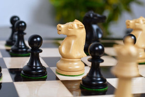 1972 Fischer-Spassky Staunton Pattern Chess Pieces V2.0 in Ebonized Boxwood & Natural Boxwood - 3.7" King