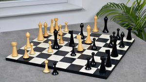 3.75'' Herman Ohme Minimalist Chess Set – Weighted Ebonized Boxwood – Pieces Only
