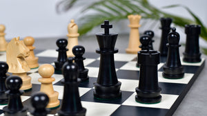 The Championship Series Staunton Chess Pieces in Ebonized Boxwood & Natural Boxwood - 3.75" King