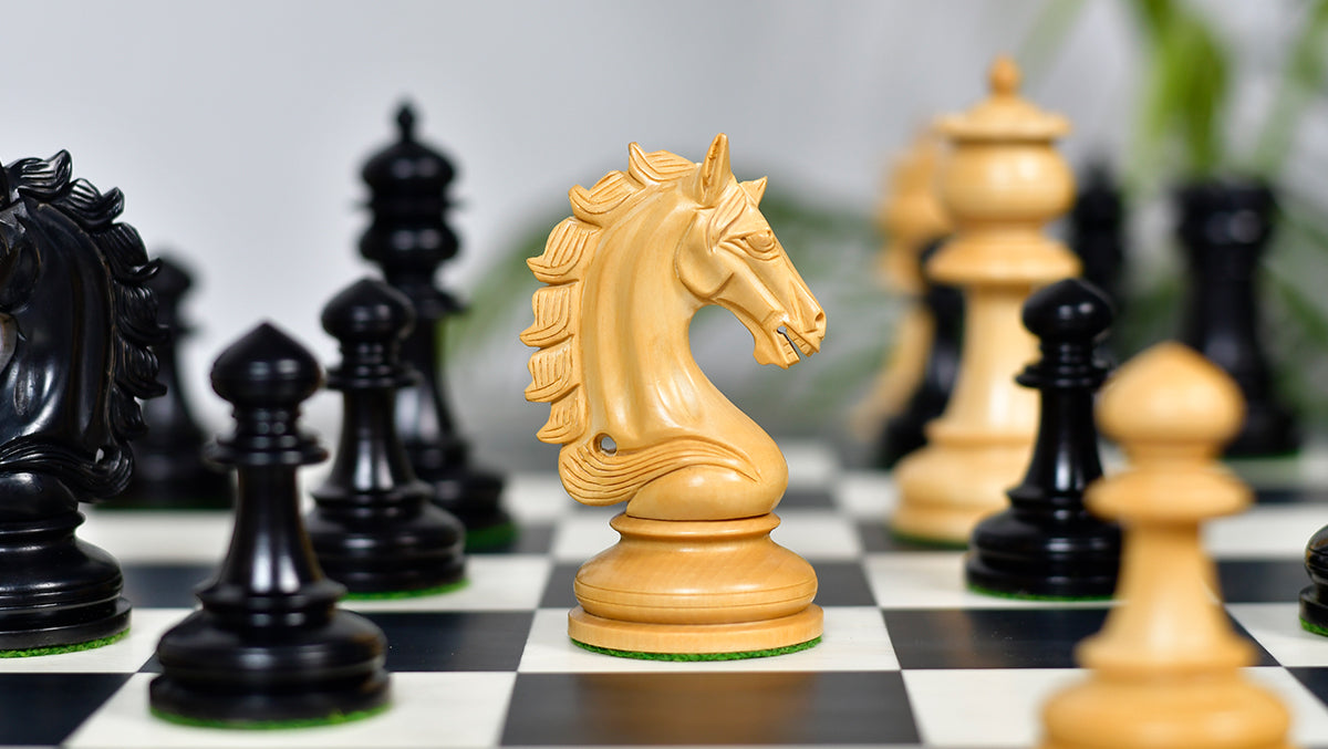 The Artisan Knight Handcrafted Luxury Wooden Chess Pieces In Ebony Wood & Natural Boxwood - 4.4" King