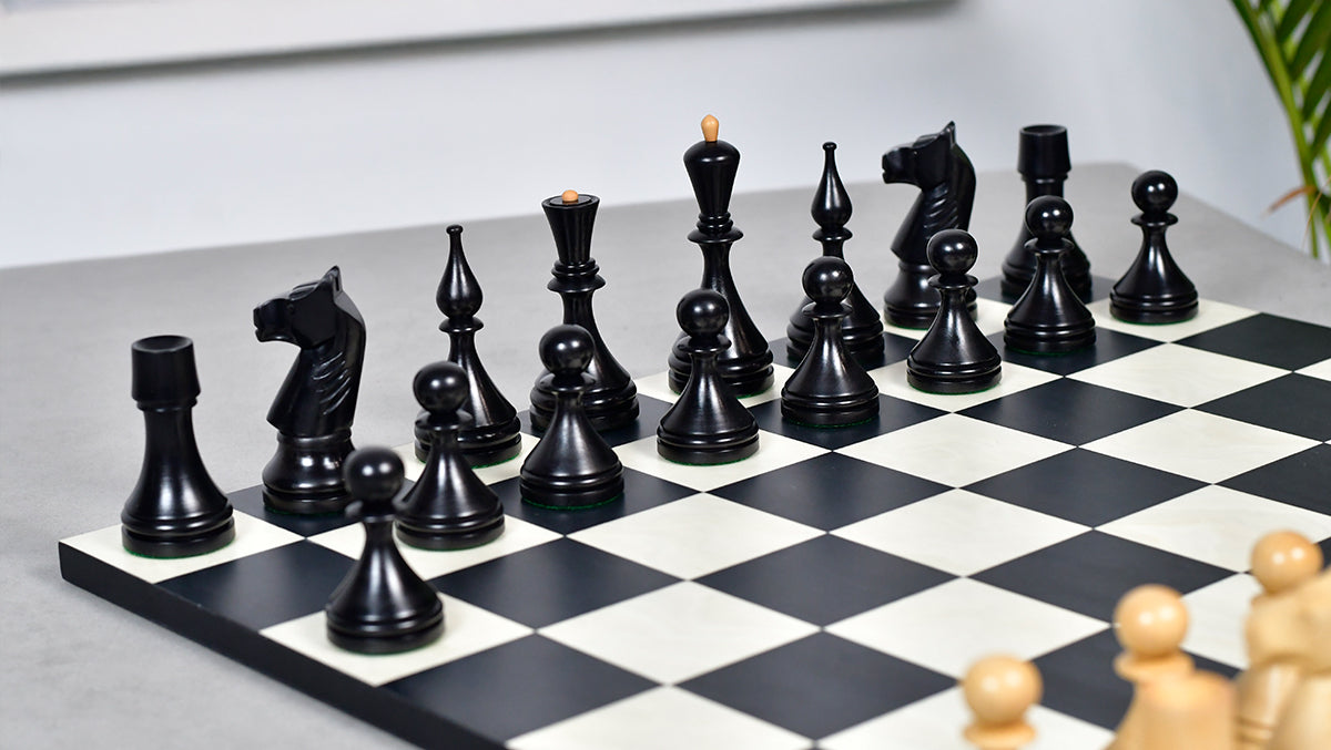 1961 Soviet Championship Baku Chess Pieces in Ebonized / Box wood - 4.05 King