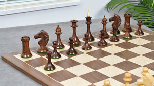 1950s' Soviet Russian (Queen' Gambit Series) Latvian Chess Pieces in Sheesham & Natural Boxwood - 4.1" King