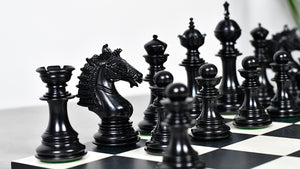 The Sikh Empire Series Triple Weighted Wooden Handmade Chess Pieces in Genuine Ebony Wood and Indian Boxwood - 4.5" King with Extra Queens