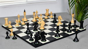 1950s' Soviet (Russian) Latvian (Queen's Gambit Series) Chess Pieces in Ebonized Boxwood & Natural Boxwood - 4.1" King