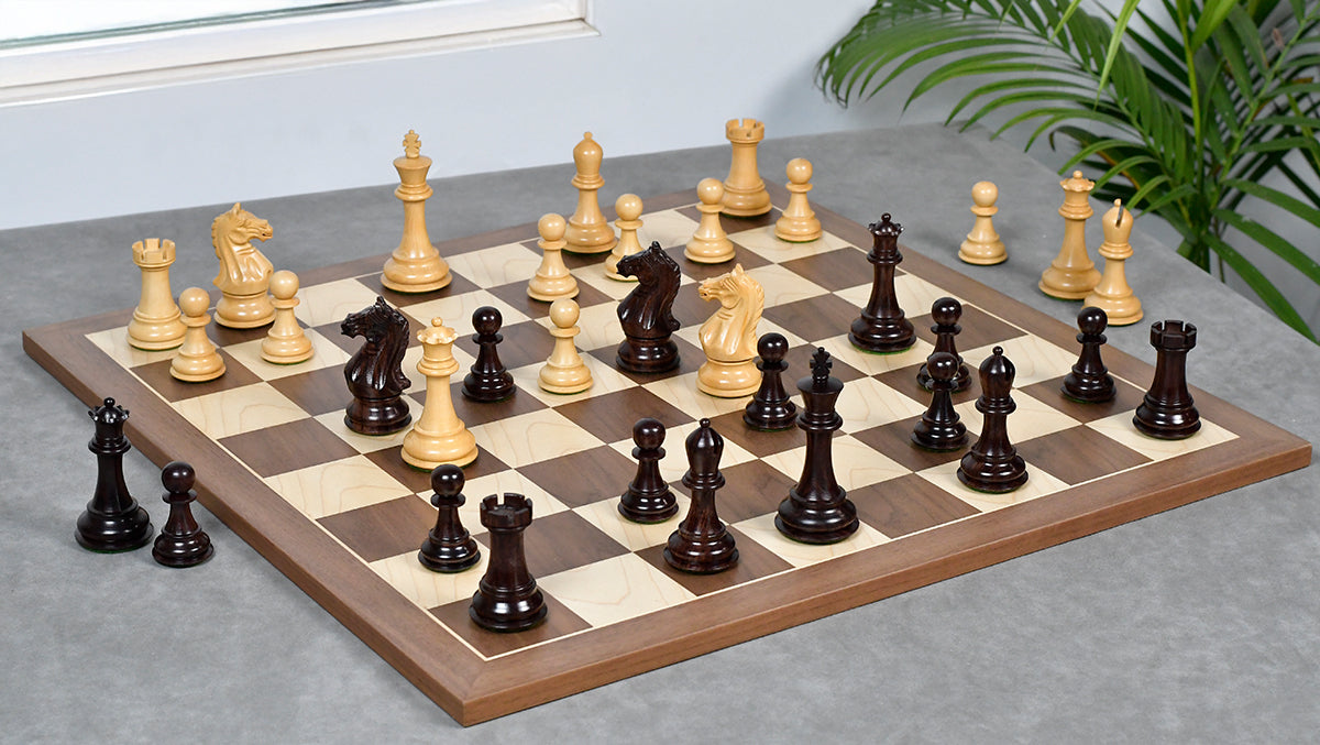 The Supreme Series (The Queens's Gambit) Staunton Weighted Chess Pieces in Acacia Wood & Indian Boxwood 4 inch King - 1400 GMS