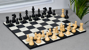 Reproduced Vintage 1950's Circa Bohemia Staunton Series German Chess Pieces in Ebonized Boxwood & Natural Boxwood - 3.89" King