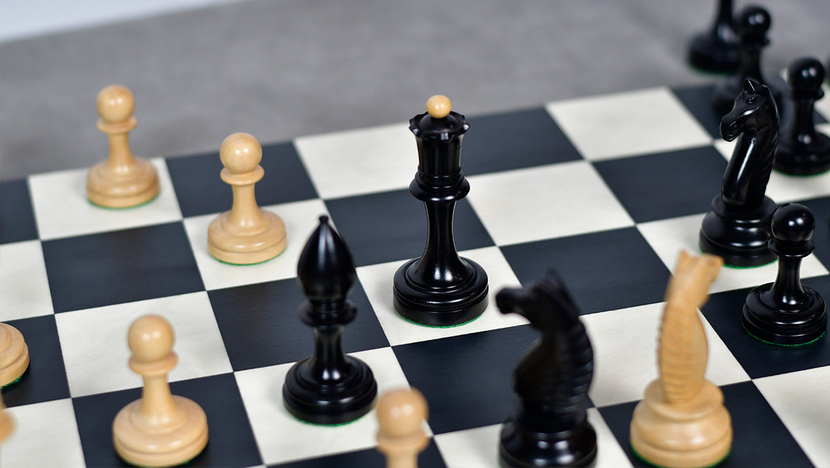 The Repro of Averbakh 1949 Moscow Chess Championship Chess Pieces in Ebonized & Boxwood 4.20 inch King - 1130 Grams Weight