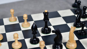 The Repro of Averbakh 1949 Moscow Chess Championship Chess Pieces in Ebonized & Boxwood 4.20 inch King - 1130 Grams Weight