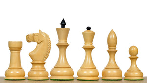 Circa 1930s "Leningrad Schoolboy" 4.2 inch King Soviet Chess Pieces in Ebonized & Boxwood - 1530 grams