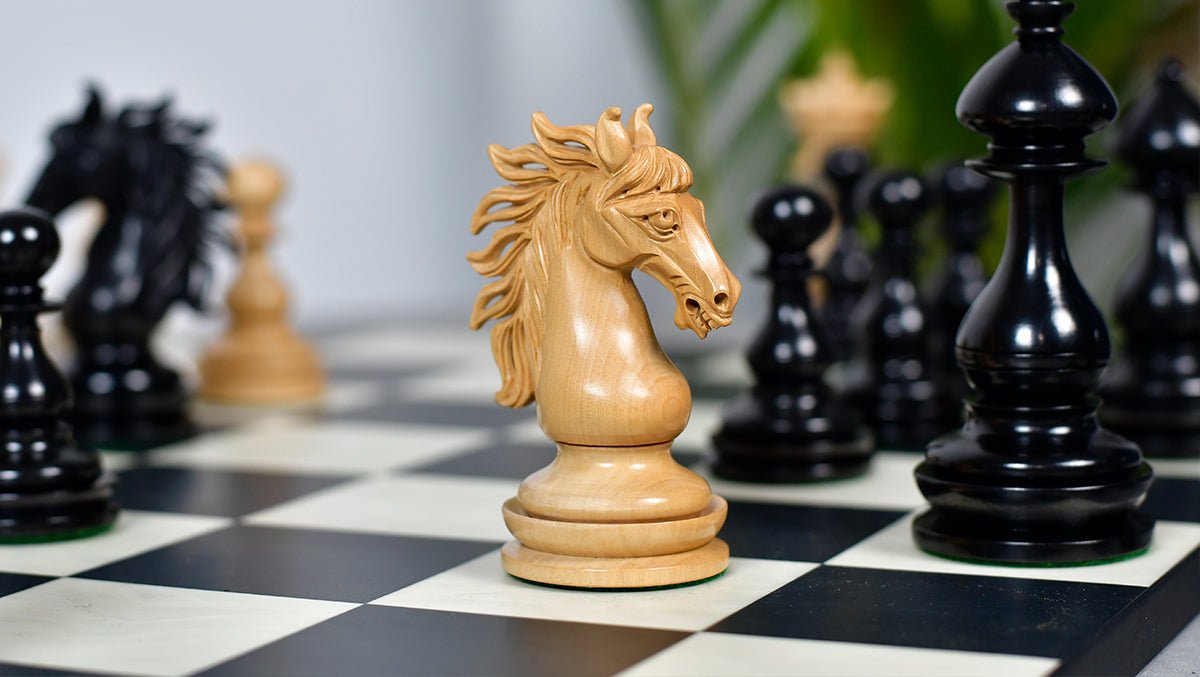 Wild Stallion Luxury Chess Pieces in Ebony & Boxwood - 4.4" King
