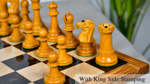 Richard Whitty Antique Chess Pieces with King Side Stamping in Ebony / Antiqued Box wood - 3.75" King