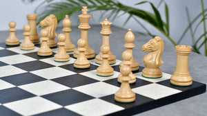 GM Blitz Edition Staunton Series Chess Pieces in Ebony Wood & Natural Boxwood - 3.75" King
