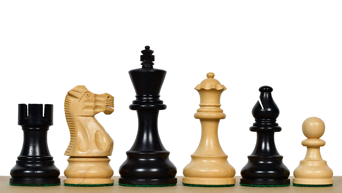 Smokey Staunton Series Chess Pieces in Ebonized boxwood & Natural Boxwood- 3.8" King