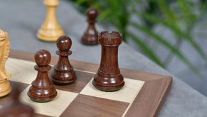 The Honour of Staunton (HOS) Series Weighted Chess Pieces in Sheesham & Natural Boxwood - 4.0" King