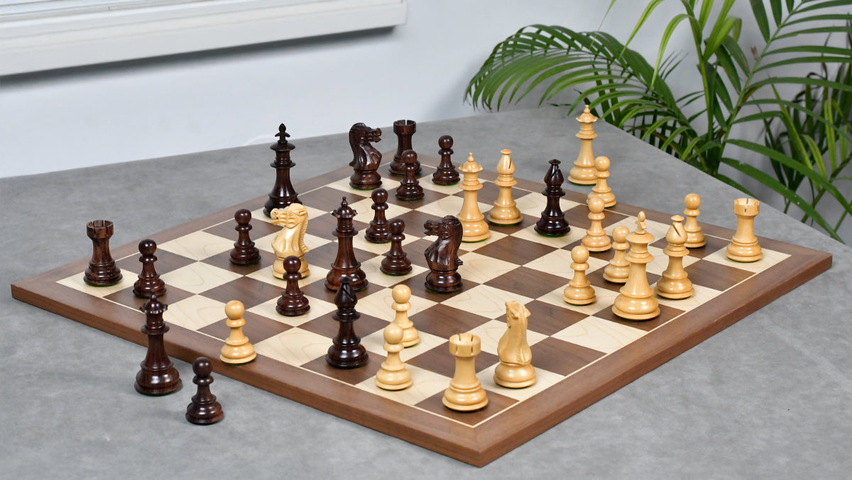 3.7'' British Staunton Series Wooden Chess Pieces in Anjan Wood & Box Wood - 1200 Grams