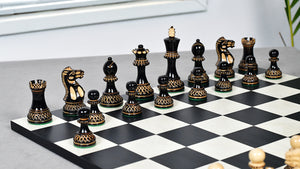 The Parker Staunton Series Lacquered Chess Pieces in Burnt Boxwood & Natural Boxwood - 3.9" King