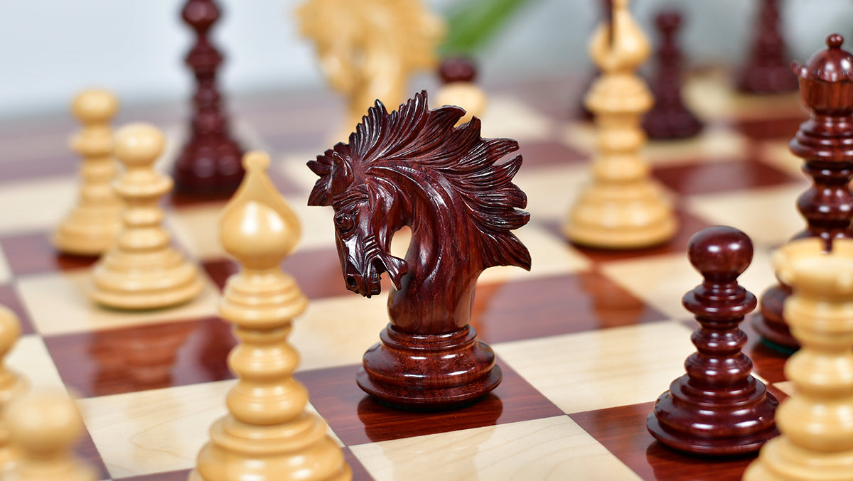 St. Petersburg Luxury Artisan Series Chess Pieces in Bud Rosewood / Boxwood - 4.3" King