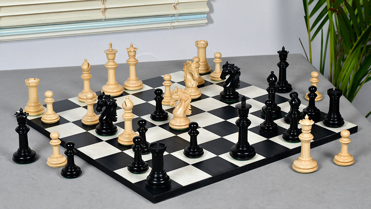 The French Warrior Luxury Wooden Chess Pieces in Ebony & Boxwood - 4.4" King