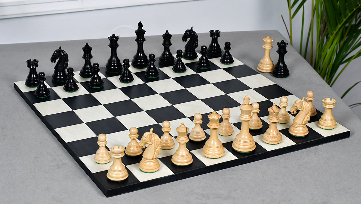 Columbian Staunton Series Chess Pieces in Ebony Wood & Box wood - 3.8" King