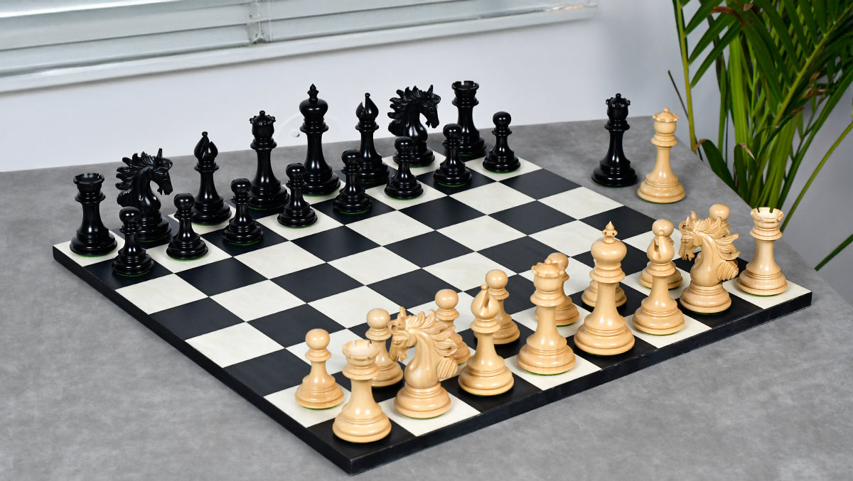 The Arabian Knight Series Artisan Staunton Luxury Chess Pieces in Ebony & Boxwood - 4.2" King