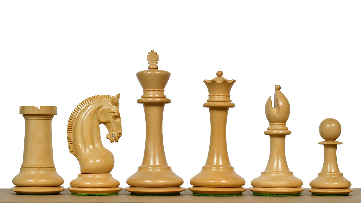 The Red Rum Luxury Staunton Series Chess Pieces in Ebony / Boxwood - 4.4" King