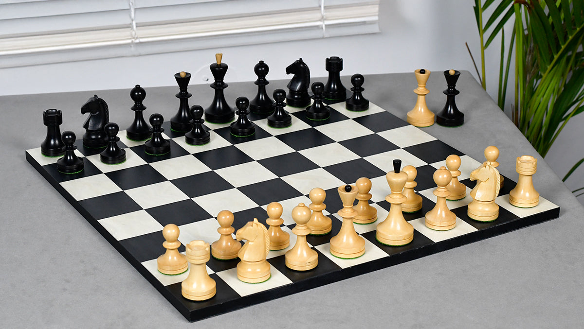 Russian (Soviet Era) Series Chess Pieces in Ebonized Boxwood & Natural Boxwood - 3.75" King