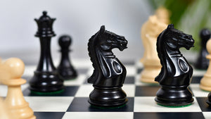 Fierce Knight (Queen's Gambit Series) Staunton Wooden Chess Pieces in Ebonized Boxwood & Box Wood - 4.0" King