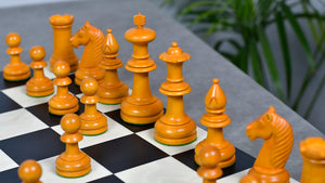 19th Century Antique Austrian Series Chess Pieces in Ebonized Boxwood & Antiqued Boxwood - 4.27" King - Colllector Chess