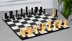 Minimalist Soviet-Style Chess Pieces In Ebonized & Boxwood - 3.7” King
