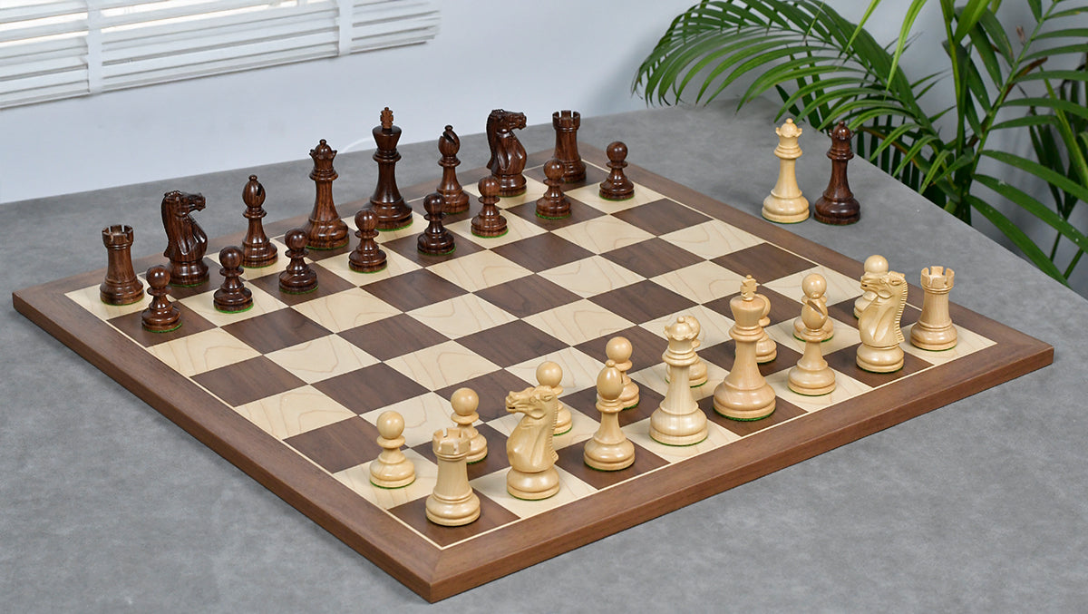 The Grandmaster Staunton Series Chess Pieces In Sheesham & Natural Boxwood - 3.75" King
