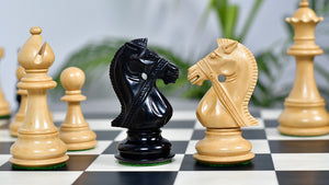 Noble Stallion Chess Set Bridle Edition in Ebony & Box Wood - 4.8" King