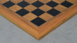Combo Of The 1973 Philippines Repro International Tournament Chess Pieces in 4.2 Inch King Ebonized & Distressed Antique With Wooden Black Dyed Poplar Olive Chess Board