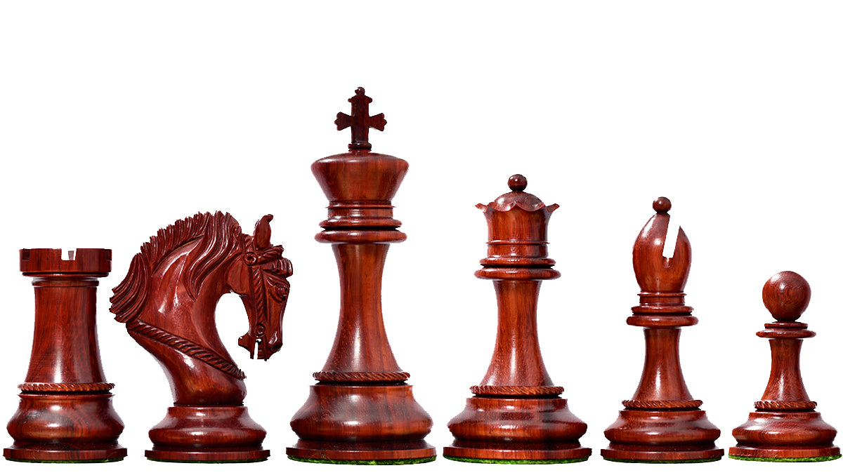 The Excalibur Luxury Artisan Series Chess Pieces in Bud Rosewood / Box Wood - 4.6" King