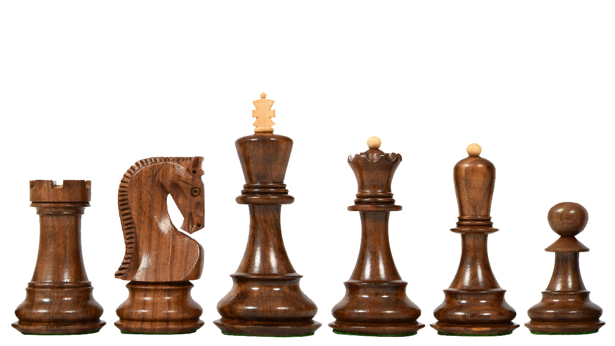 Old 1959 Russian Zagreb Staunton Chess Pieces in Sheesham Wood / Boxwood - 3.8" King