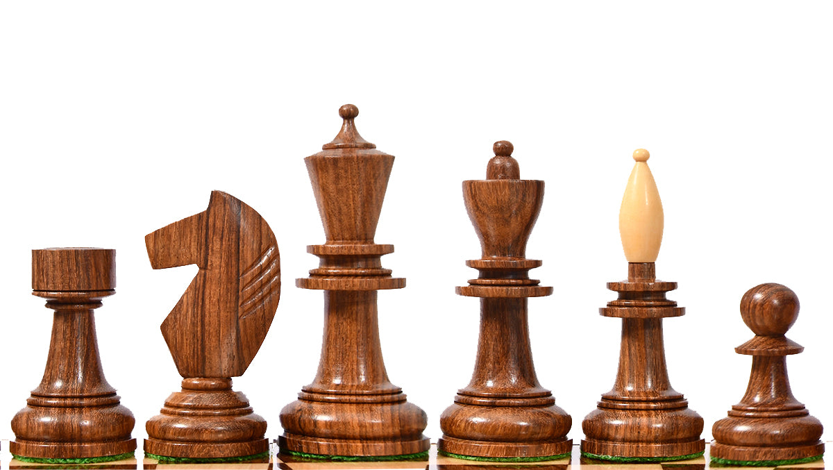 Hungarian Chess Pieces in Sheesham Wood & Natural Boxwood - 3.9" King