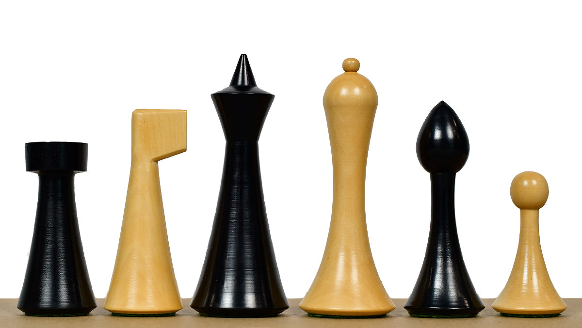 3.75'' Herman Ohme Minimalist Chess Set – Weighted Ebonized Boxwood – Pieces Only