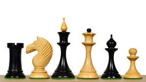 1950s' Soviet (Russian) Latvian (Queen's Gambit Series) Chess Pieces in Ebonized Boxwood & Natural Boxwood - 4.1" King