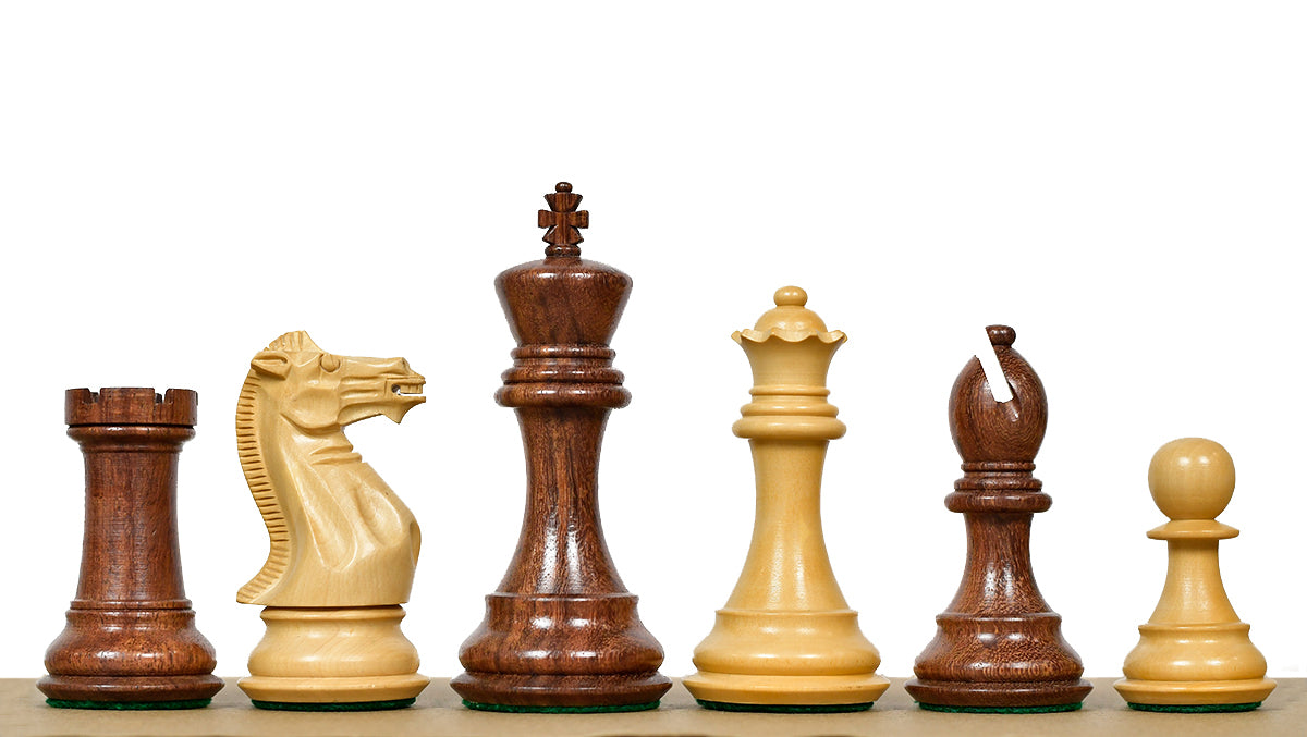The Honour of Staunton (HOS) Series Weighted Chess Pieces in Sheesham & Natural Boxwood - 4.0" King