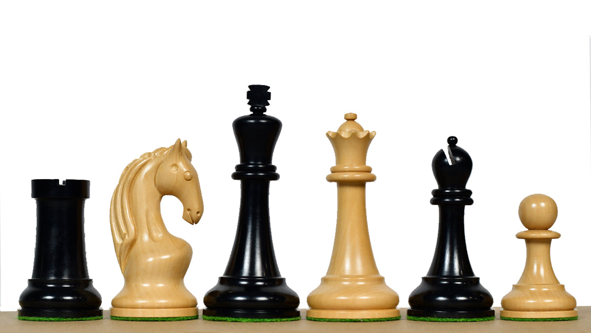 Reproduced 1963-1966 Piatigorsky Cup Chess Pieces in Ebony / Boxwood - 4.2" King