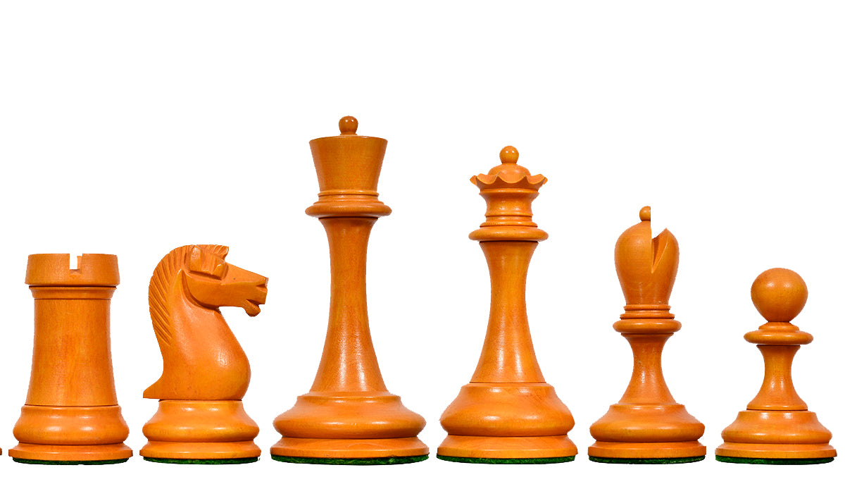 Reproduced B & Co 1860s Antique Chess Pieces in Ebony / Antiqued Box wood - 3.9" King