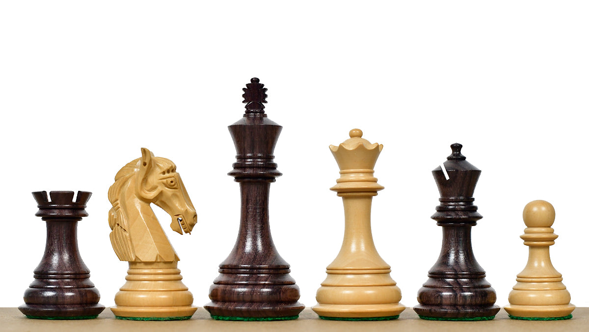 3.8'' New Columbian Staunton Series Chess Pieces in Rosewood & Boxwood - 1100 grams