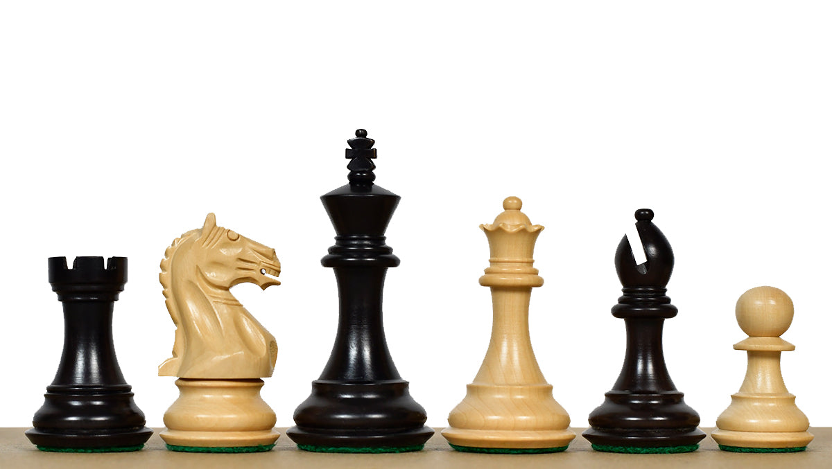 Fierce Knight (Queens's Gambit Series) Staunton Wooden Chess Pieces in Indian Ebonized Wood & Box Wood - 3.5" King