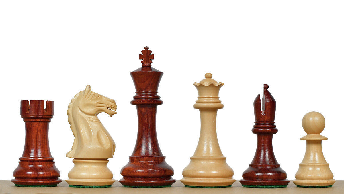 Fierce Knight (The Queen's Gambit) Staunton Series Chess Pieces in Bud Rosewood & Box Wood - 4.0" King