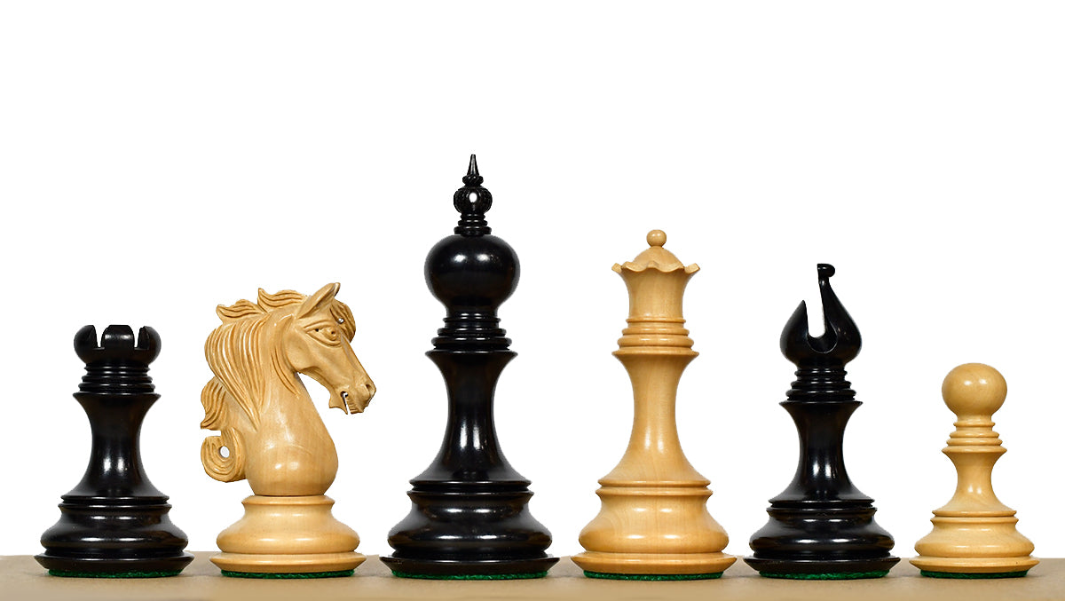 Admiral Series II Staunton Luxury Chess Pieces in Ebony Wood & Boxwood - 4.5" King