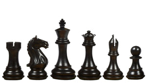 The Fierce Knight Staunton Wooden Chess Pieces in Ebonized Boxwood & Box Wood - 4.0" King