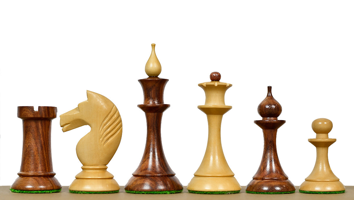 1950s' Soviet Russian (Queen' Gambit Series) Latvian Chess Pieces in Sheesham & Natural Boxwood - 4.1" King