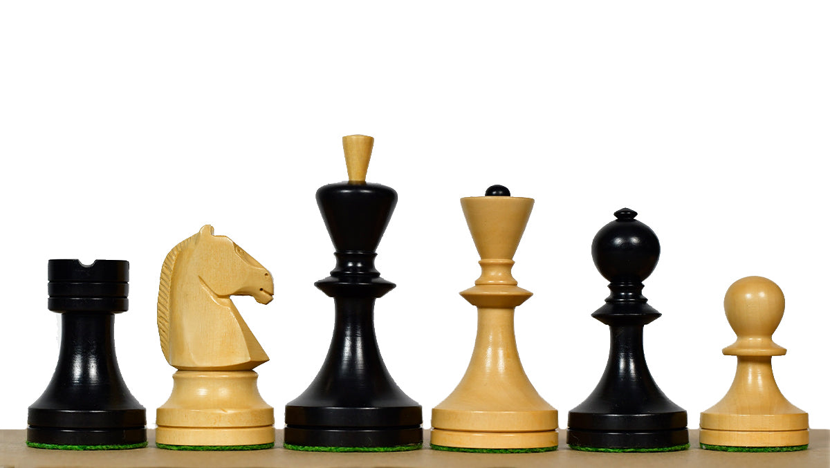 Russian (Soviet Era) Series Chess Pieces in Ebonized Boxwood & Natural Boxwood - 3.75" King