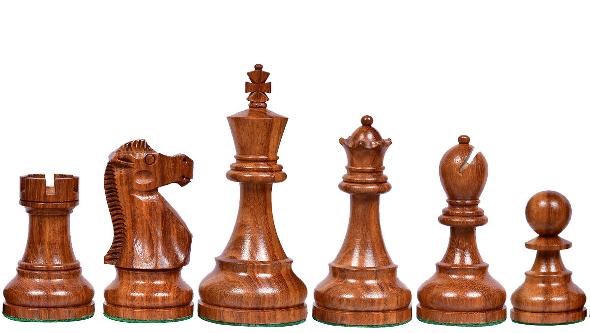 Reproduced 1972 Reykjavik Championship Series Chess Pieces in Sheesham & Box Wood - 3.7" King