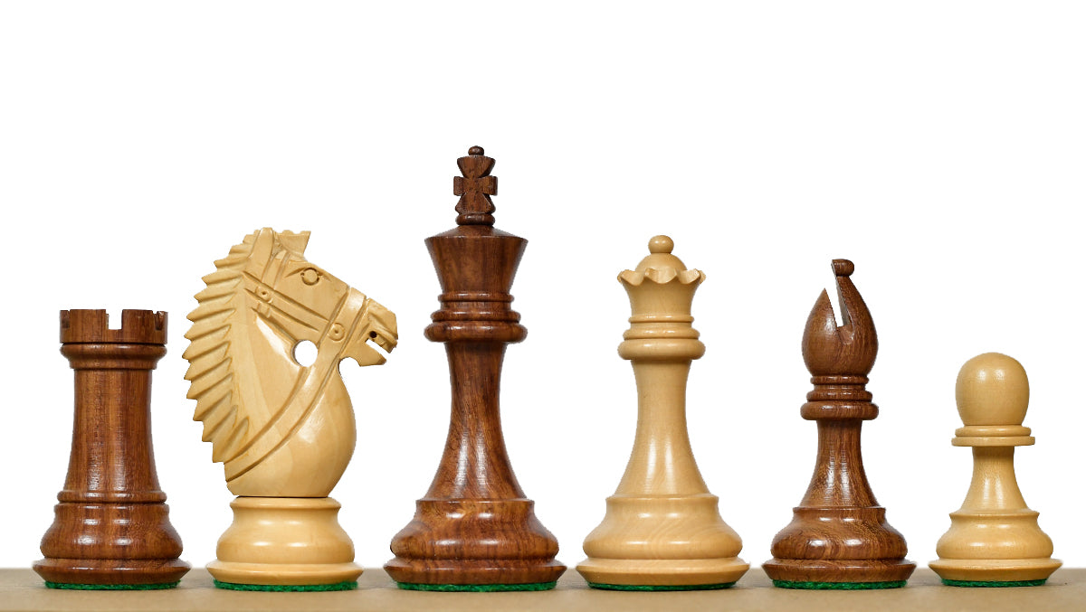The Bridle Knight Series Wooden Chess Pieces in Sheesham & Box Wood - 4.0" King